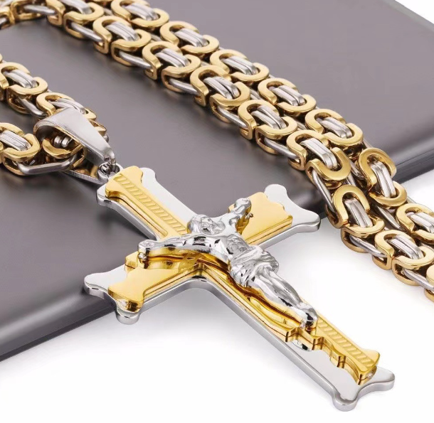 Stainless Steel Cross Necklace for Men