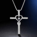 Infinity Love God We Trust Christian Cross Birthstone Crystal Pendant Necklace Colour Gems Zircon Heart Necklace Women Jewelry
