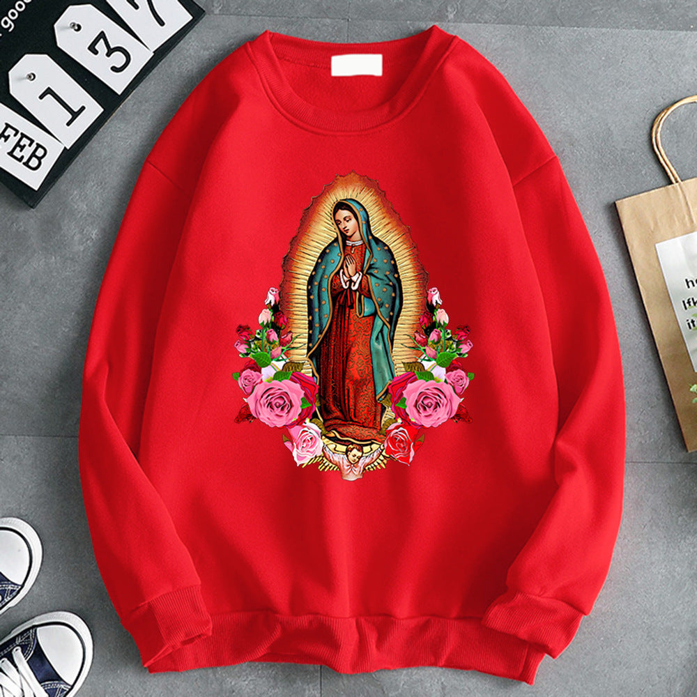 Virgin Mary of Guadalupe Printed Women's Fleece Sweatshirt