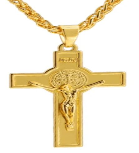 Gold-Plated Jesus Cross Necklace