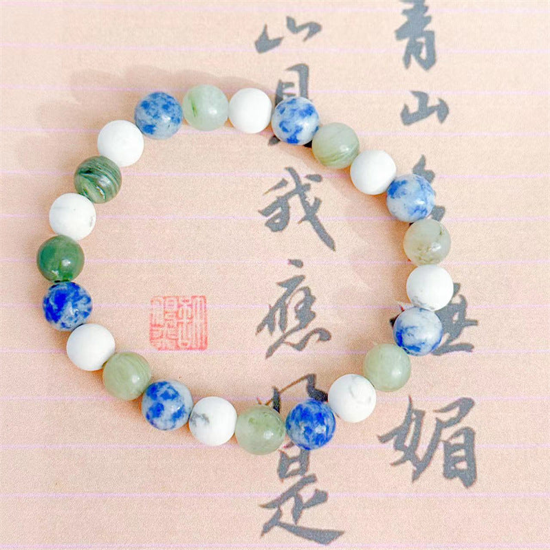 White Turquoise Collectible Bracelet with Rosary