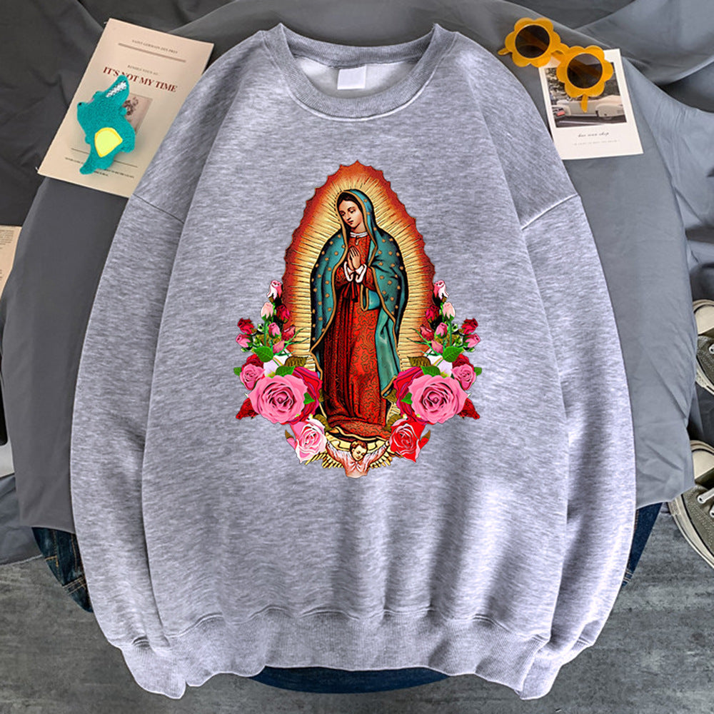 Virgin Mary of Guadalupe Printed Women's Fleece Sweatshirt