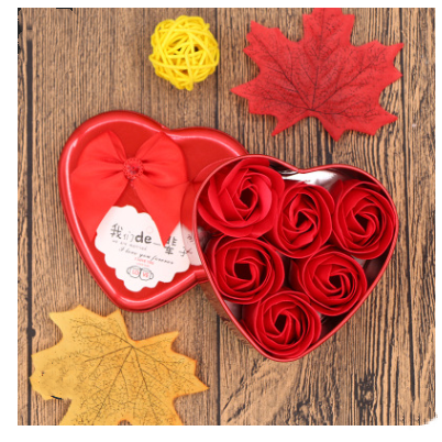 Soap Flower Gift Box with Bear and Heart-shaped Tin