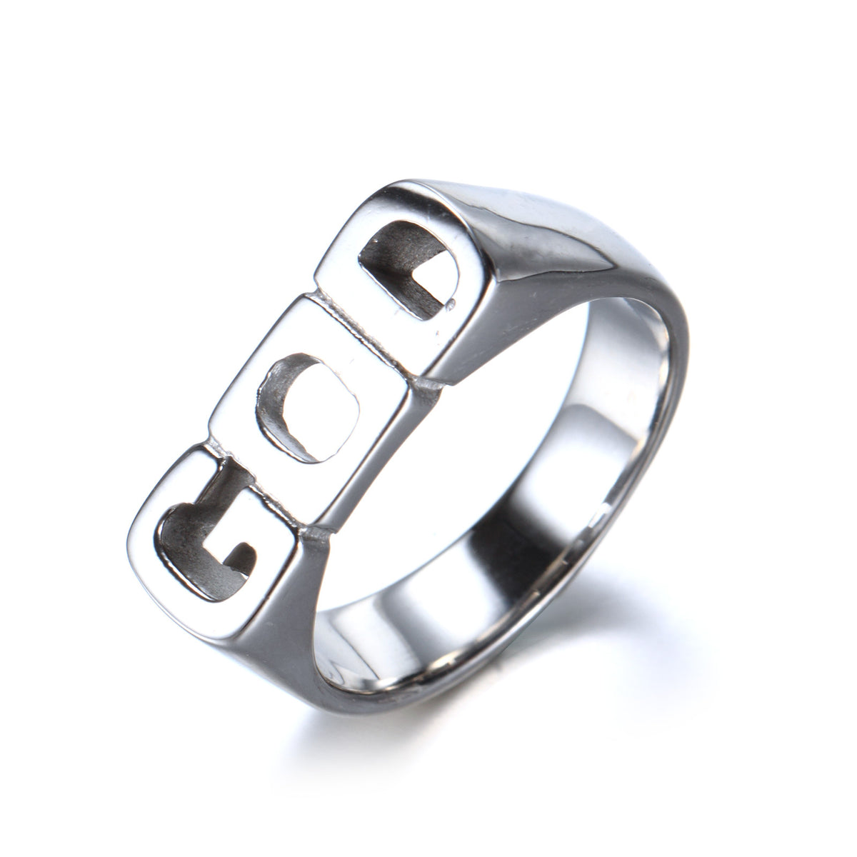 Simple Stainless Steel Titanium Ring with GOD Letter