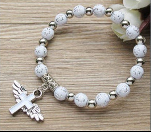 Oil Dripping Angel Cross Rosary Bracelet