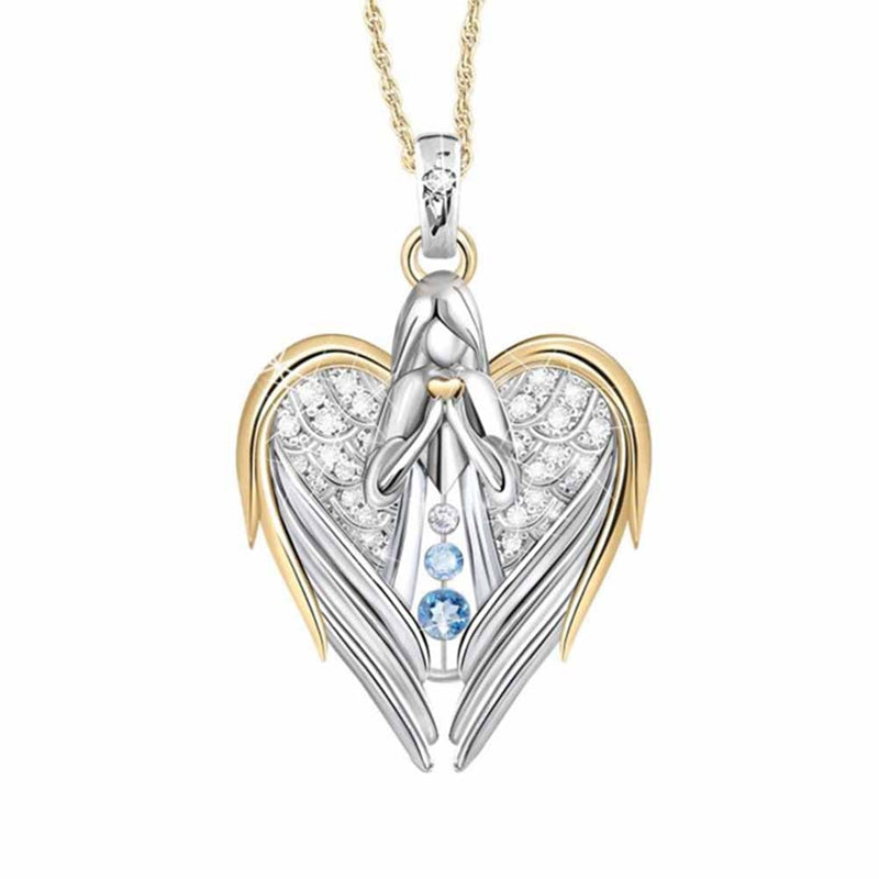 Angel Heart Diamond Necklace - Guardian Angel Pendant