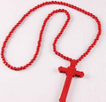 Wooden Bead Necklace with Cross Pendant