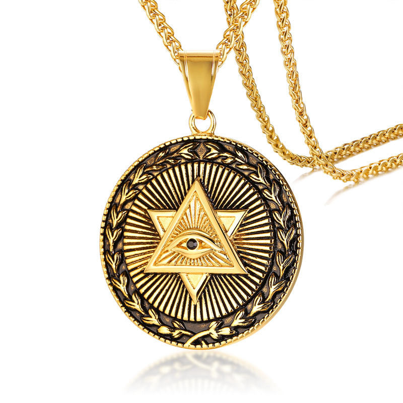 Titanium Steel God Eye Pendant Necklace for Men