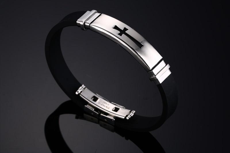 Men's Gold Cross Silicone Sports Bracelet