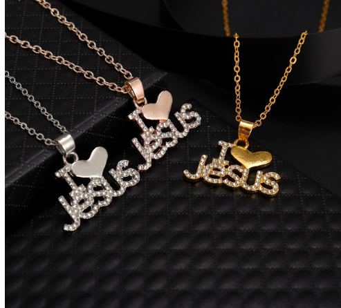 18K Gold Plated Zircon Jesus Pendant for Women
