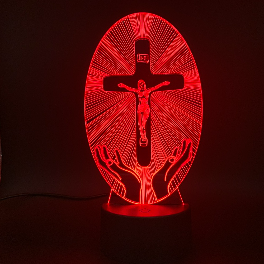3D Acrylic Jesus Cross Night Light