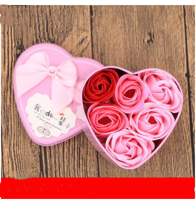 Soap Flower Gift Box with Bear and Heart-shaped Tin