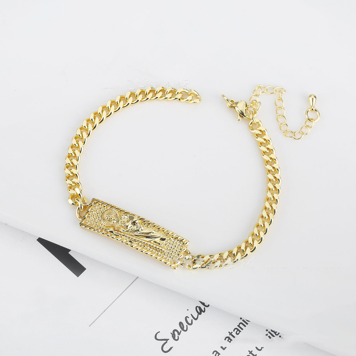 Jesus Rose Chain Bracelet with Drop Oil Ornament