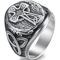 Jude Jewelers Retro Vintage Stainless Steel Christian Cross Celtic Knot Biker Vikings Cocktail Party Ring (Silver 14)