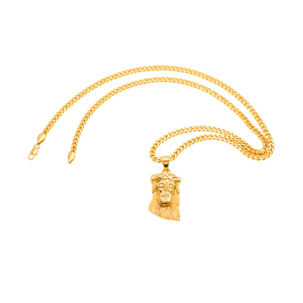 Abstract Jesus Necklace with Glossy Mustache Design
