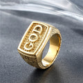 Retro Religious Cross God Men's Titanium Steel Ring