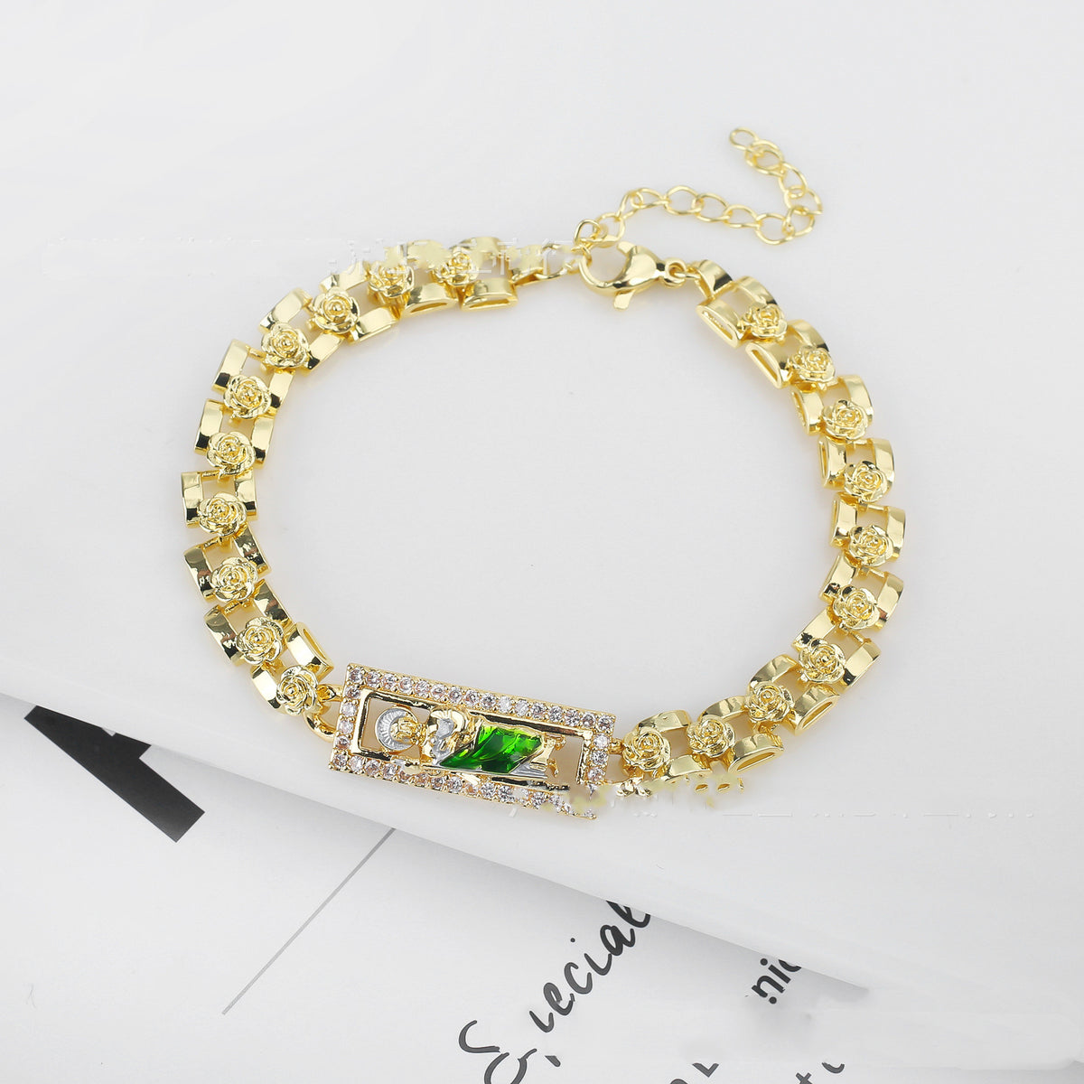 Jesus Rose Chain Bracelet with Drop Oil Ornament