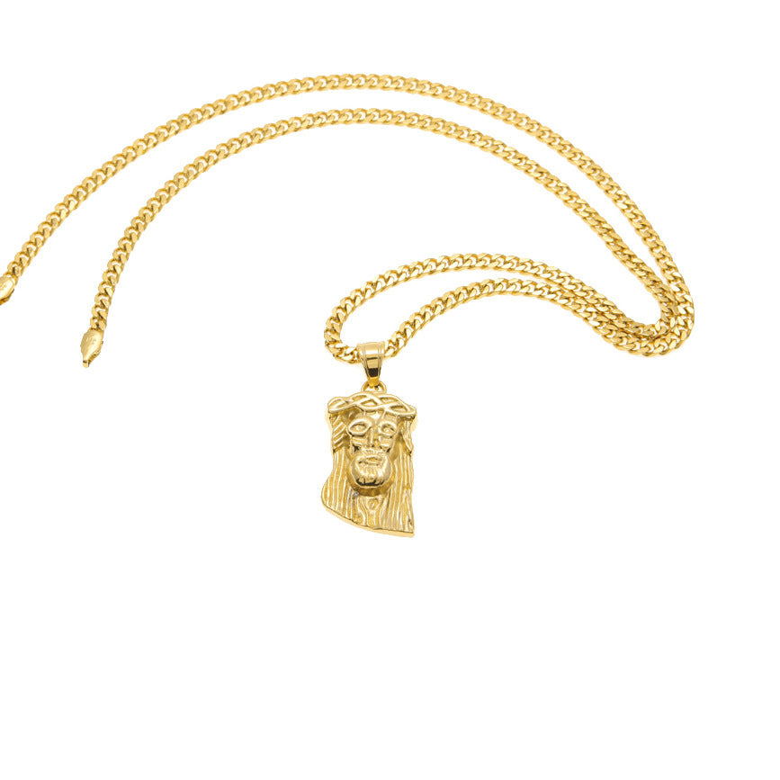 Abstract Jesus Necklace with Glossy Mustache Design
