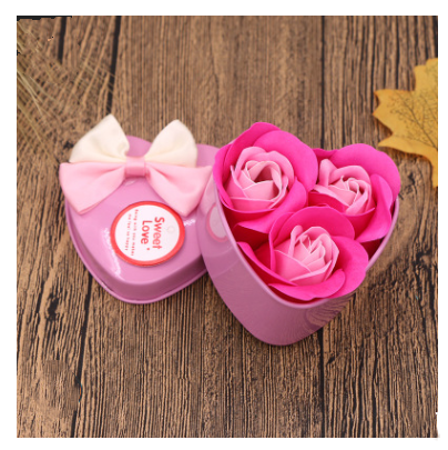 Soap Flower Gift Box with Bear and Heart-shaped Tin