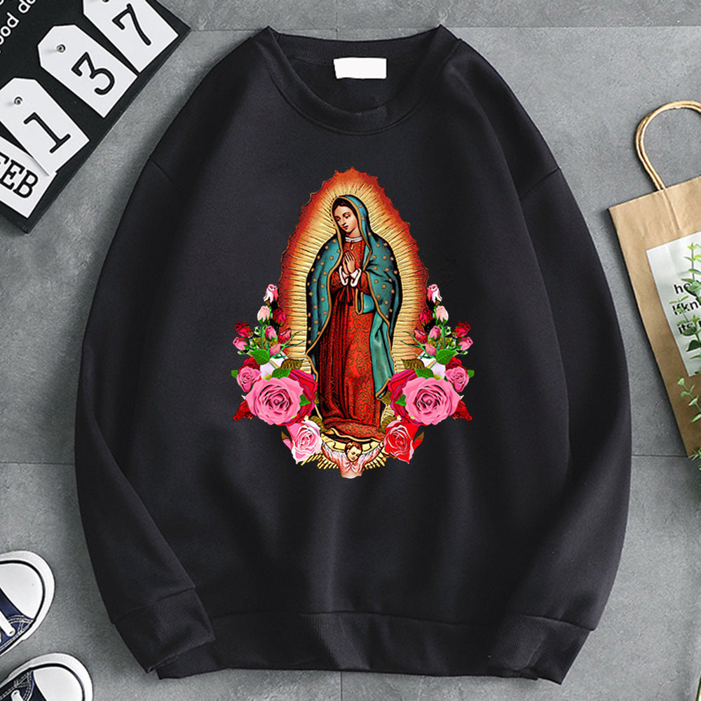 Virgin Mary of Guadalupe Printed Women's Fleece Sweatshirt