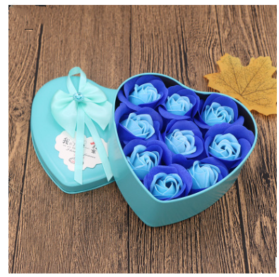 Soap Flower Gift Box with Bear and Heart-shaped Tin