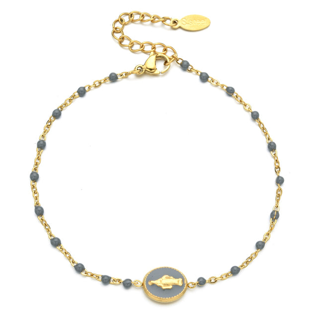 Vintage Virgin Mary Enamel Stainless Steel Bracelet for Women