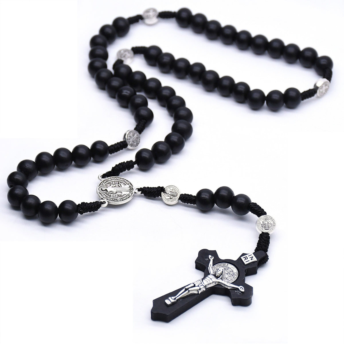 Handcrafted Wooden Cross Rosary Necklace