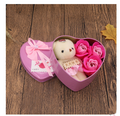 Soap Flower Gift Box with Bear and Heart-shaped Tin