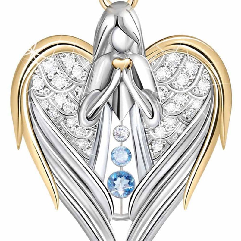 Angel Heart Diamond Necklace - Guardian Angel Pendant