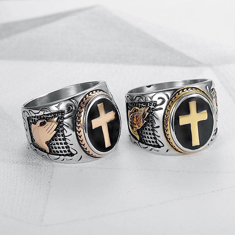 Men's Titanium Steel Hip Hop Ring - God Hand Design