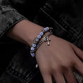 Double-layer Reflective Pearl Cross Bracelet