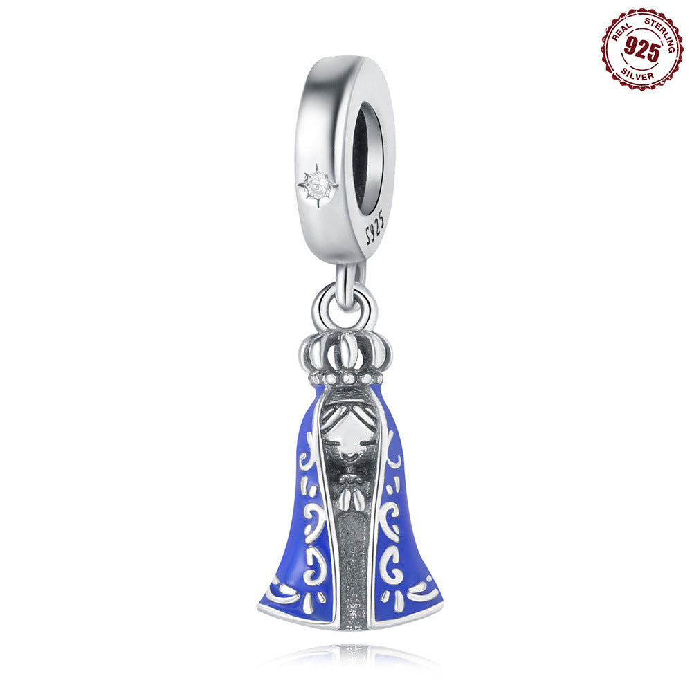 S925 Silver Religious Virgin Mary Pendant for Bracelets