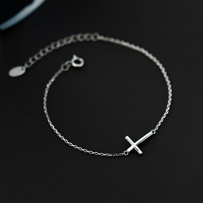 Korean Style S925 Silver Cross Bracelet
