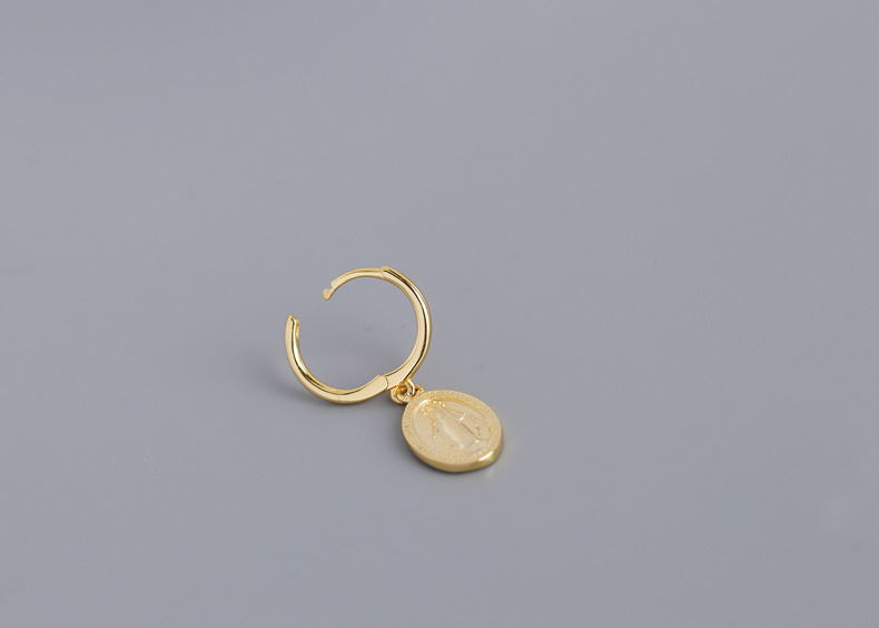 S925 Silver Earrings with Saint Mary Coin Design