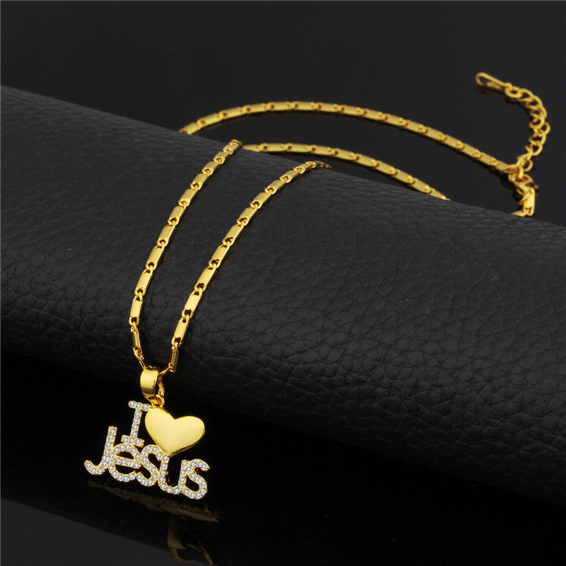 18K Gold Plated Zircon Jesus Pendant for Women
