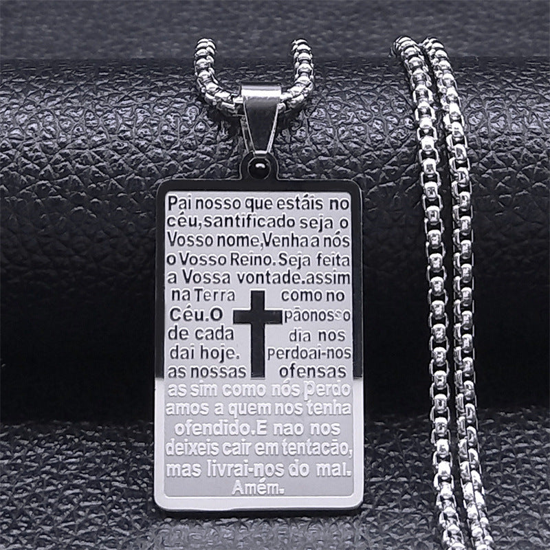 Stainless Steel Bible Prayer Necklace for Men