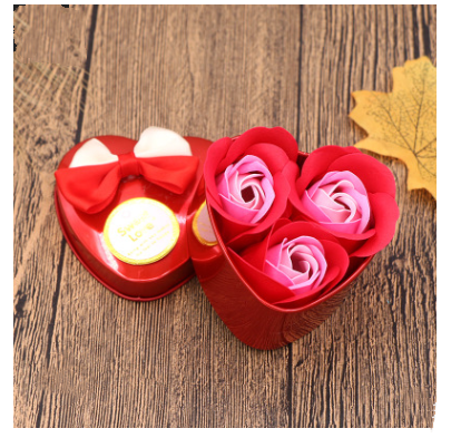 Soap Flower Gift Box with Bear and Heart-shaped Tin