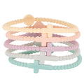 5Pcs Cross Silicone Bracelet Colorful Rubber Cross Bracelets Protection Pray Inspirational Faith Religious Christian Bracelet fo Women Men Jewelry-C