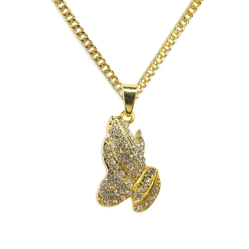Prayer Hand Necklace, Peace Necklace, Hip Hop Necklace
