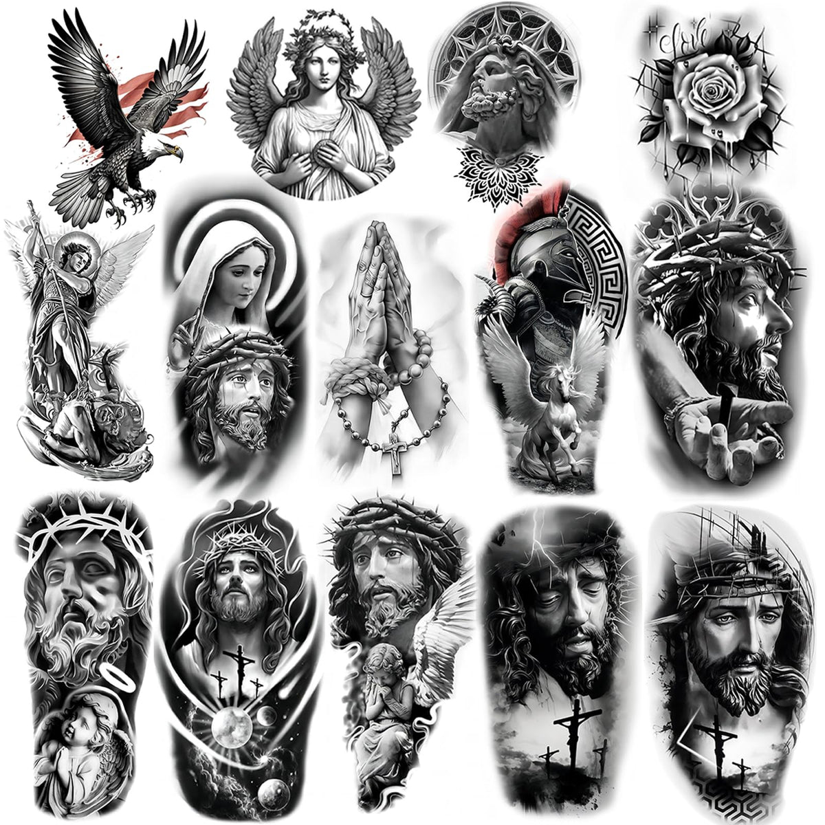 Temporary Religious Tattoos Angels Jesus Mary Stickers Jesus Temporary Tattoo Christ Temporary Tattoo Angel Temporary Tattoo arge temporary tattoos for men and women