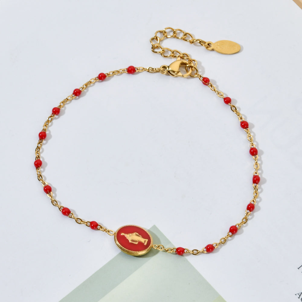 Vintage Virgin Mary Enamel Stainless Steel Bracelet for Women