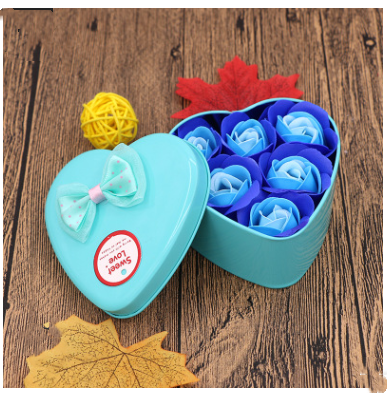 Soap Flower Gift Box with Bear and Heart-shaped Tin
