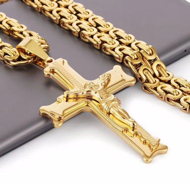 Stainless Steel Cross Necklace for Men