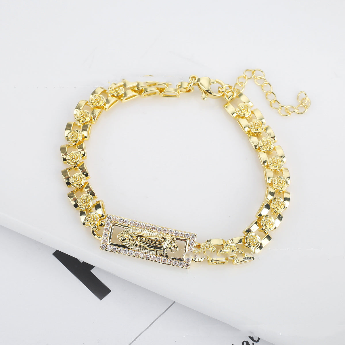 Jesus Rose Chain Bracelet with Drop Oil Ornament