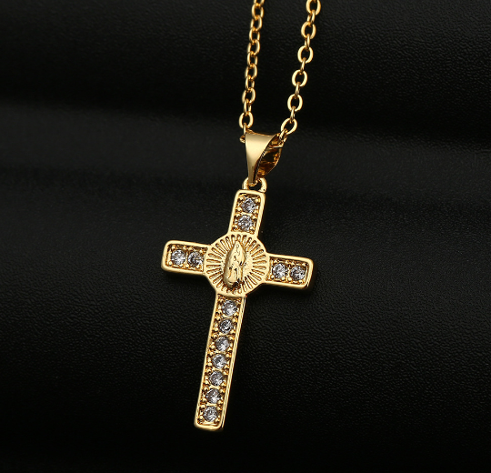 Cross Religious Accessories with Virgin Mary Pendant Necklace