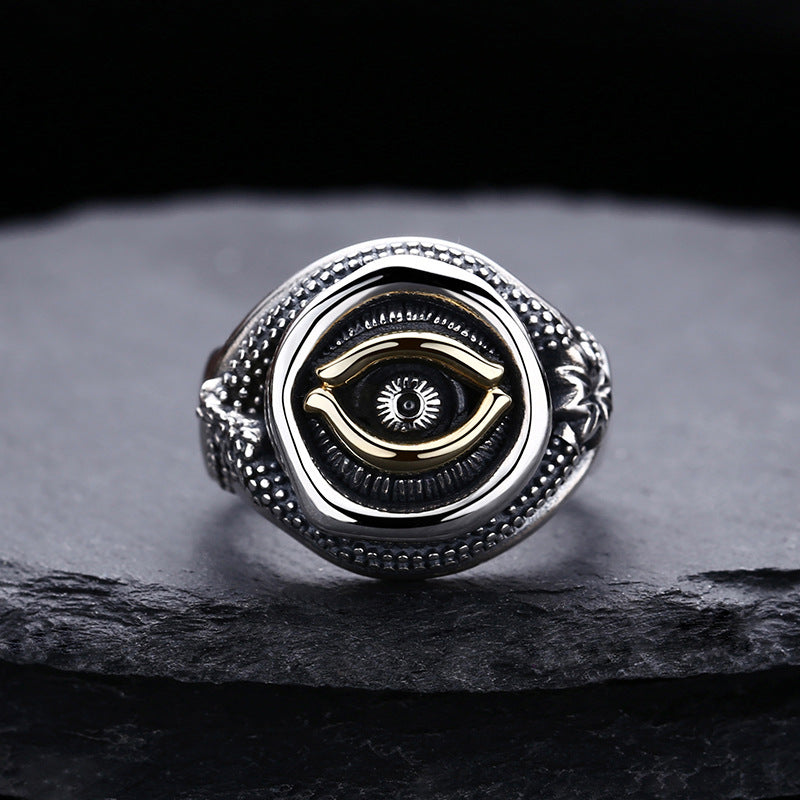 Sterling Silver Men's Eye Of God Ring
