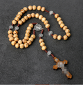 Resin Bead Rosary Necklace with Cross (One Piece)