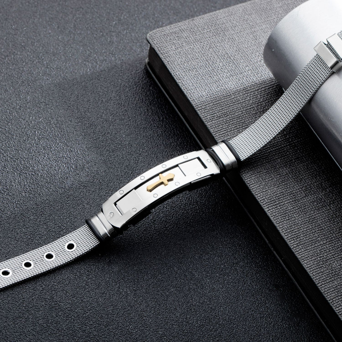 Titanium Steel Cross Bracelet for Men