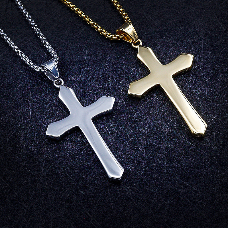 Titanium Steel Jesus Cross Pendant Necklace for Men