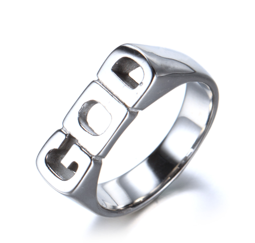Simple Stainless Steel Titanium Ring with GOD Letter